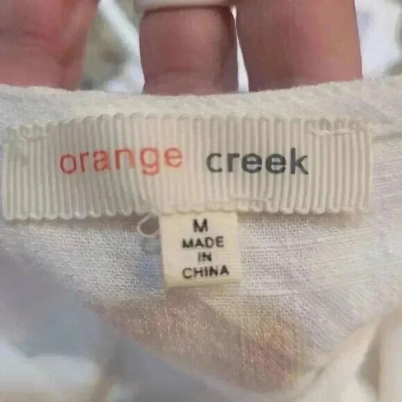 Orange Creek Women's White Rayon/Linen w Colorful Floral Embroidered Tunic Dress - Picture 12 of 13